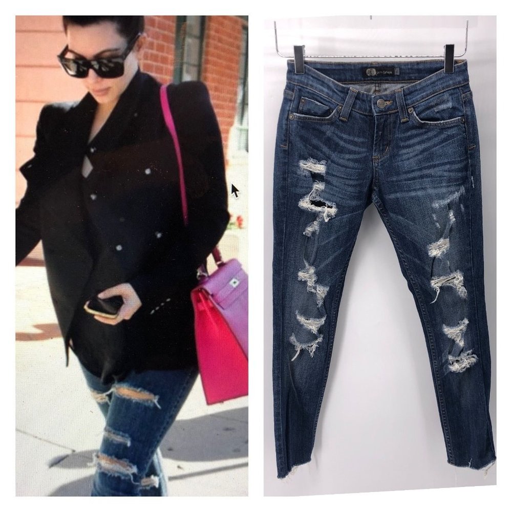 JET John Eshaya Size 00‎ Distressed Destructed Torn Skinny Denim Jeans
